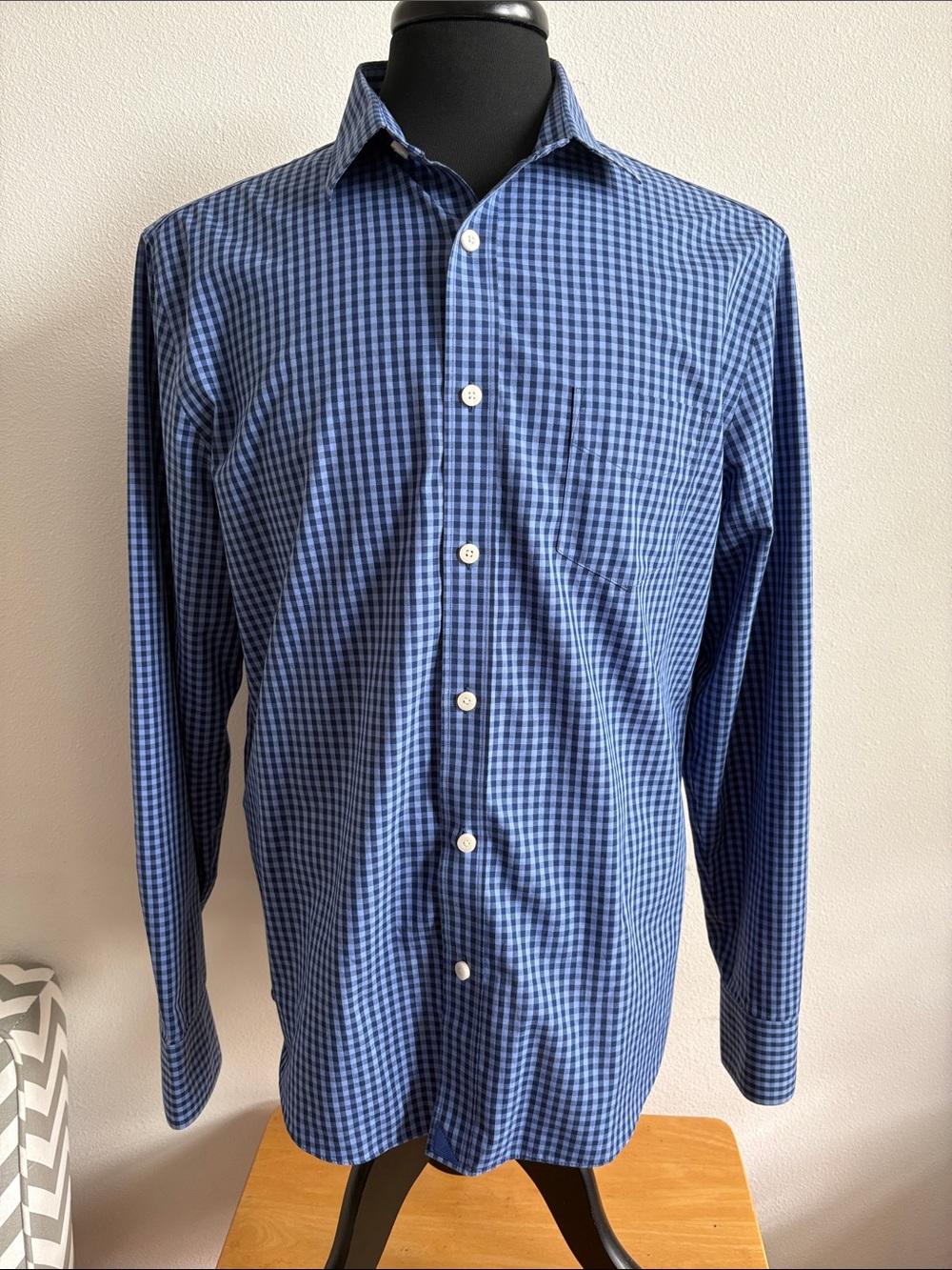 UNTUCKit Blue Gingham Long-Sleeve Dress Shirt Size Large